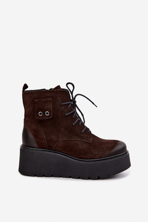 Zazoo 60499 en daim Féminin Bottes avec une plateforme I Koturnie réchauffer CzekoladoÀe
