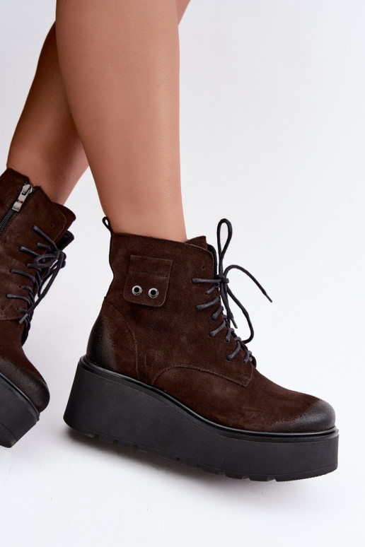 Zazoo 60499 bottines en faux daim pour femmes avec plateforme en couleur chocolat