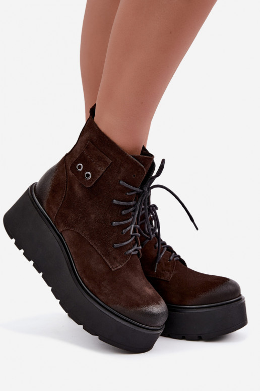 Zazoo 60499 en daim Féminin Bottes avec une plateforme I Koturnie réchauffer CzekoladoÀe