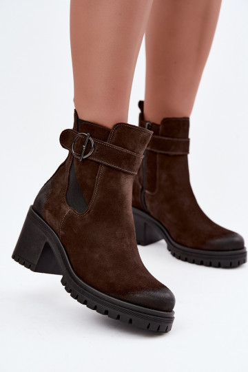 Peau Chaussures en daim Féminin avec des talons réchauffer Zazoo 60601 CzekoladoÀe 2