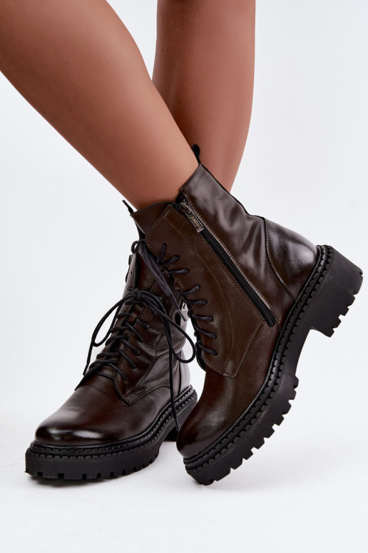 Bottines pour femmes chaudes avec détails décoratifs Zazoo 60574 en couleur chocolat