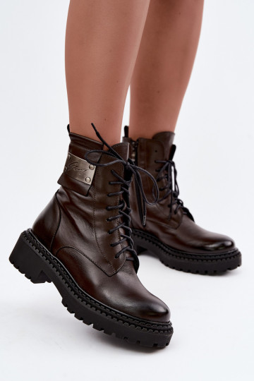 Bottines pour femmes chaudes avec détails décoratifs Zazoo 60574 en couleur chocolat 2