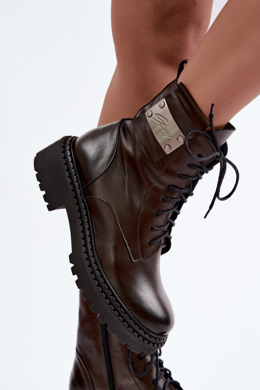 Bottines pour femmes chaudes avec détails décoratifs Zazoo 60574 en couleur chocolat