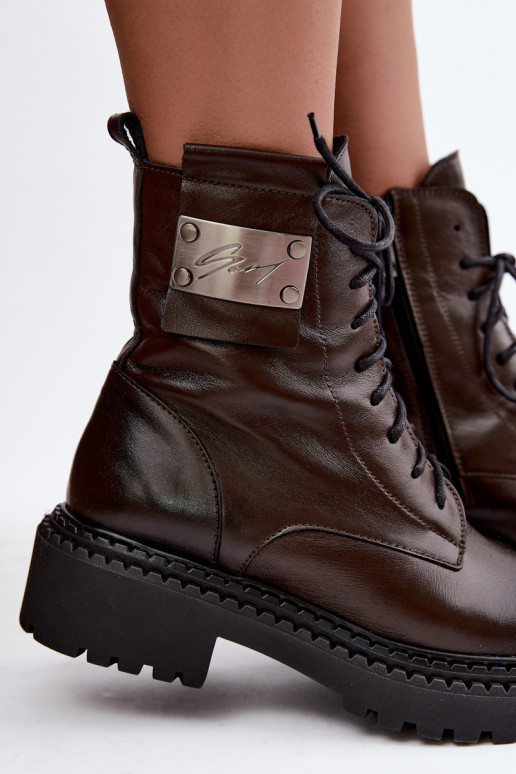 Bottines pour femmes chaudes avec détails décoratifs Zazoo 60574 en couleur chocolat