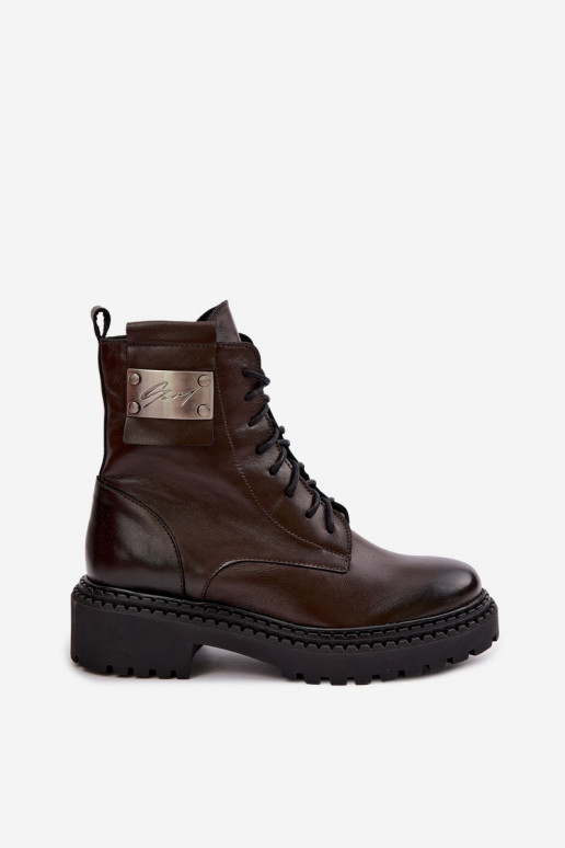 Peau Bottes réchauffer Féminin Avec des décorations Detalem Zazoo 60574 CzekoladoÀe