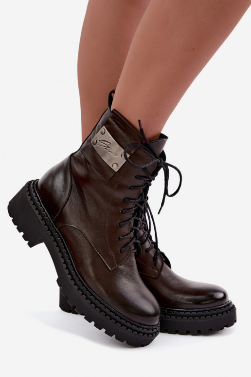 Bottines pour femmes chaudes avec détails décoratifs Zazoo 60574 en couleur chocolat