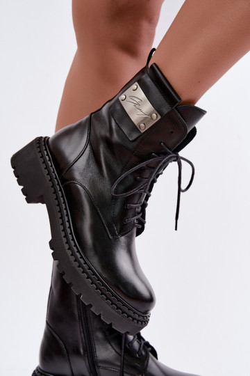 Bottines pour femmes chaudes avec détails décoratifs Zazoo 60574 en couleur noire