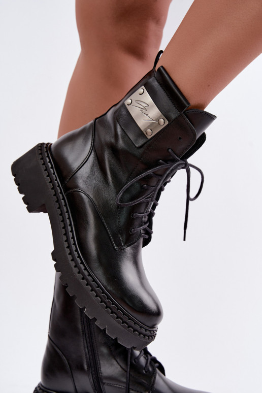 Bottines pour femmes chaudes avec détails décoratifs Zazoo 60574 en couleur noire