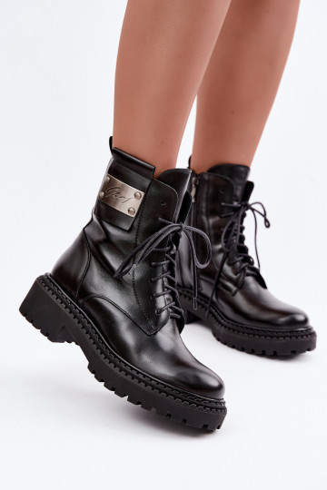 Bottines pour femmes chaudes avec détails décoratifs Zazoo 60574 en couleur noire 2