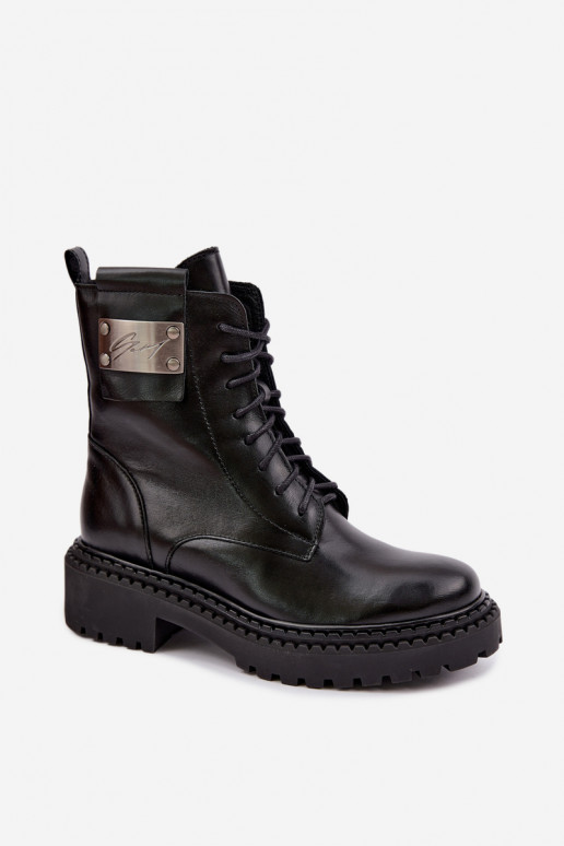 Bottines pour femmes chaudes avec détails décoratifs Zazoo 60574 en couleur noire