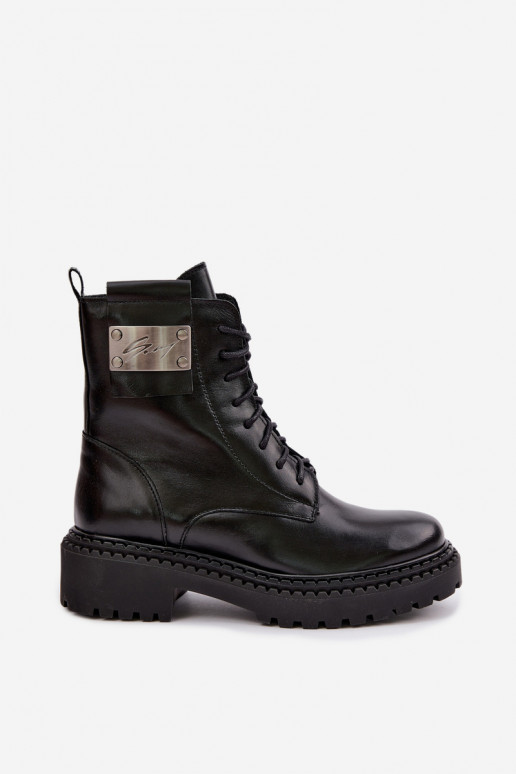 Bottines pour femmes chaudes avec détails décoratifs Zazoo 60574 en couleur noire