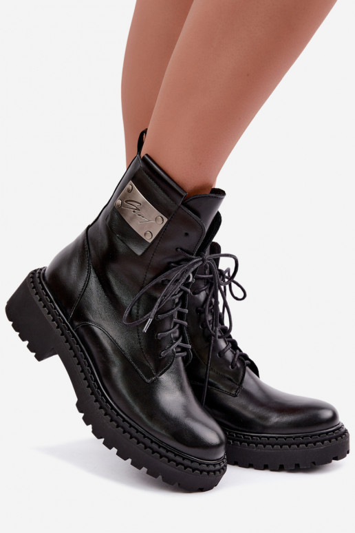 Peau Bottes réchauffer Féminin Avec des décorations Detalem Zazoo 60574 couleur noire