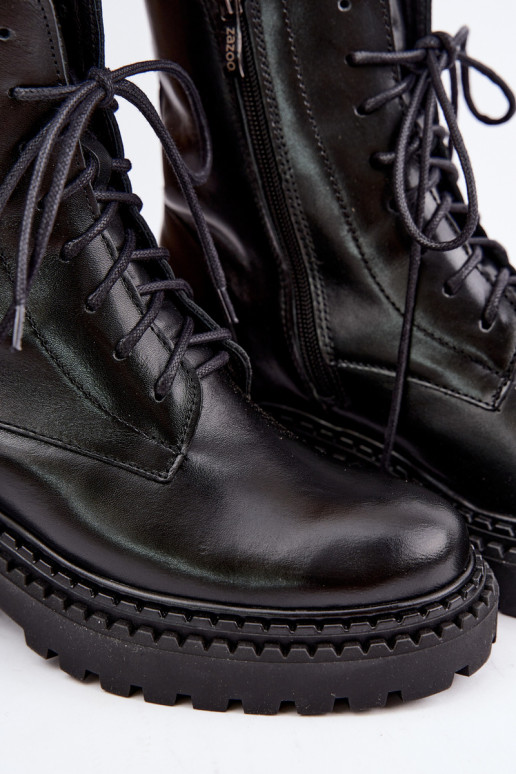 Bottines pour femmes chaudes avec détails décoratifs Zazoo 60574 en couleur noire