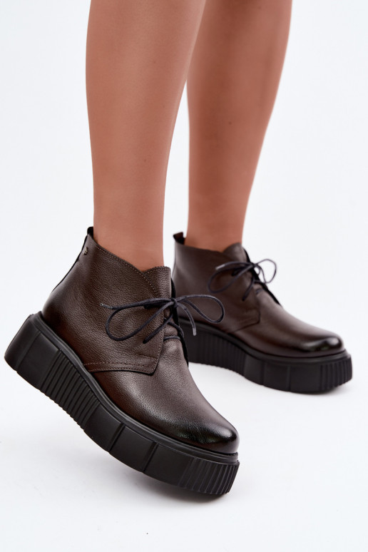 Chaussures pour femmes chaudes à plateforme Zazoo 60588 en couleur chocolat