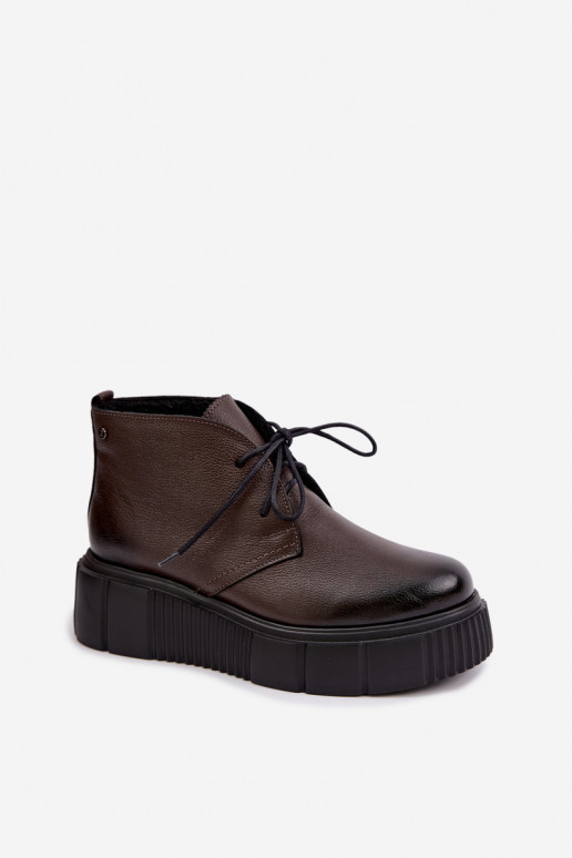 Chaussures pour femmes chaudes à plateforme Zazoo 60588 en couleur chocolat