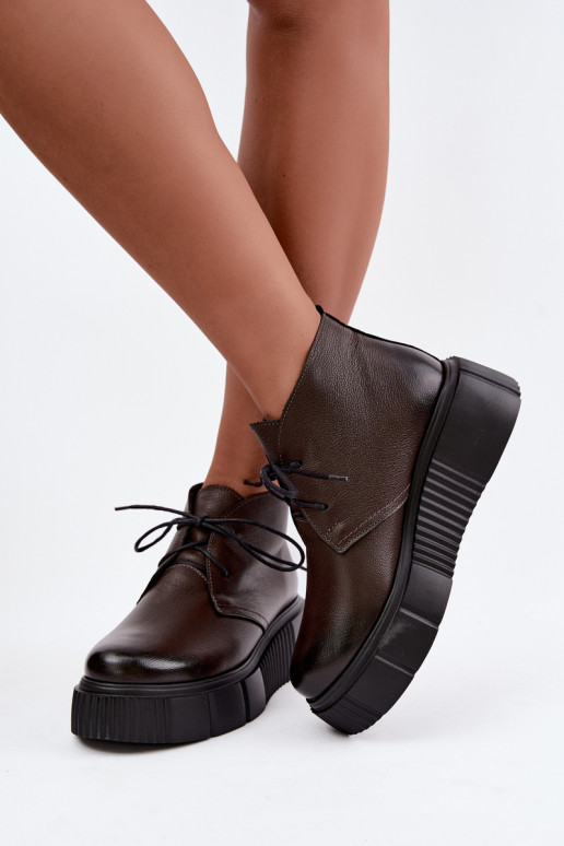 Chaussures pour femmes chaudes à plateforme Zazoo 60588 en couleur chocolat