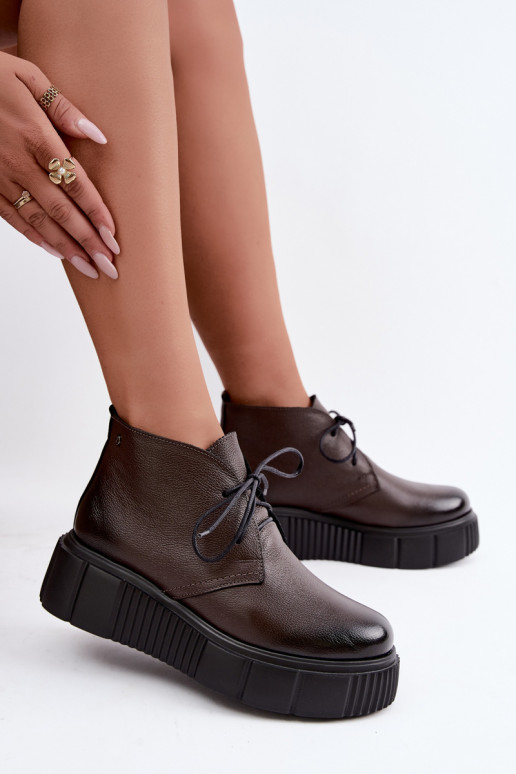 Chaussures pour femmes chaudes à plateforme Zazoo 60588 en couleur chocolat