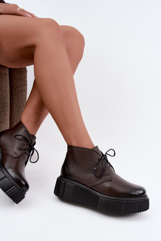 Chaussures pour femmes chaudes à plateforme Zazoo 60588 en couleur chocolat