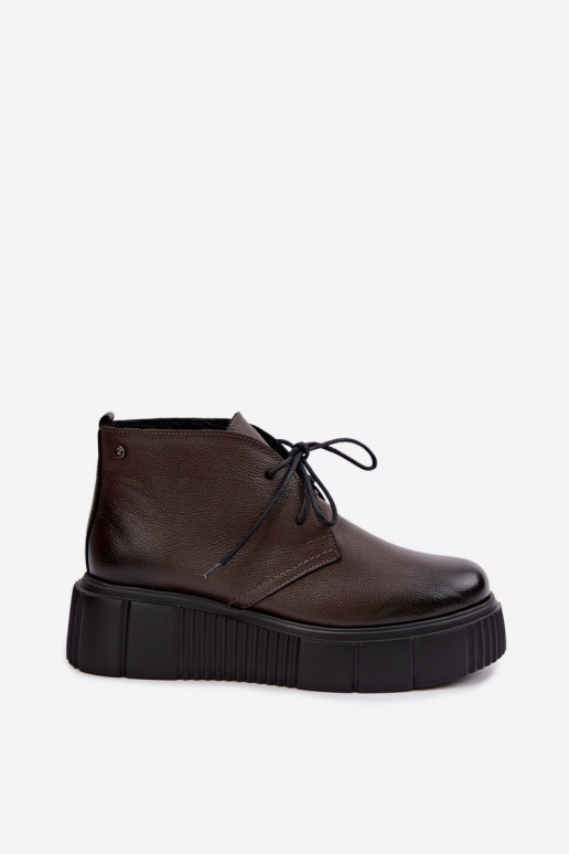 Chaussures pour femmes chaudes à plateforme Zazoo 60588 en couleur chocolat