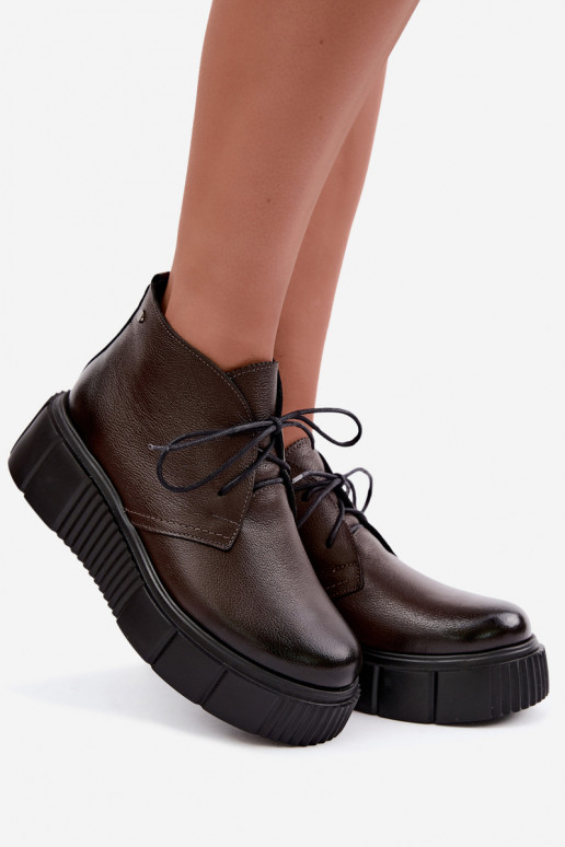 Chaussures pour femmes chaudes à plateforme Zazoo 60588 en couleur chocolat