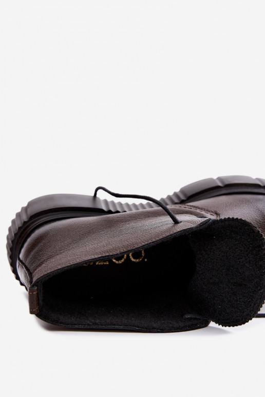 Chaussures pour femmes chaudes à plateforme Zazoo 60588 en couleur chocolat