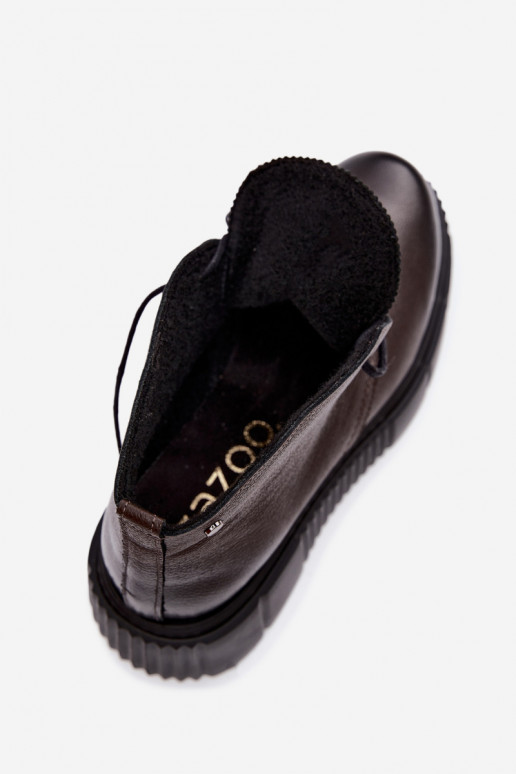 Chaussures pour femmes chaudes à plateforme Zazoo 60588 en couleur chocolat