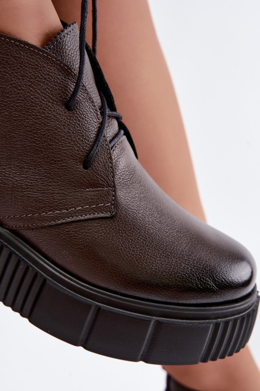 Chaussures pour femmes chaudes à plateforme Zazoo 60588 en couleur chocolat