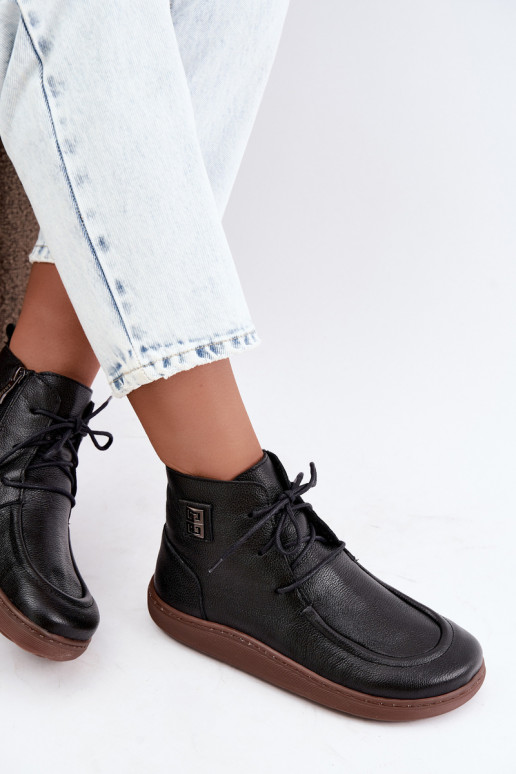 Peau chaussures Féminin Barefoot réchauffer Zazoo 3077 couleur noire