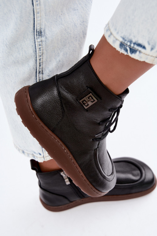 Peau chaussures Féminin Barefoot réchauffer Zazoo 3077 couleur noire