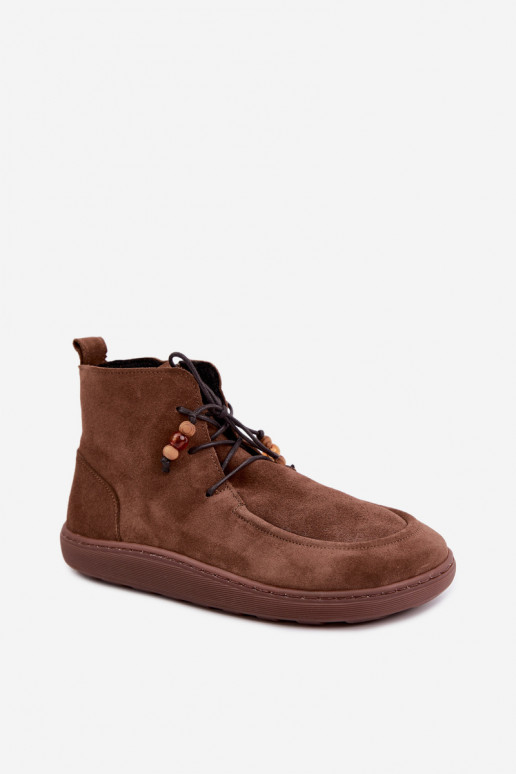 Bottines pour femmes chaudes Barefoot avec perles Zazoo 30078 en couleur brune