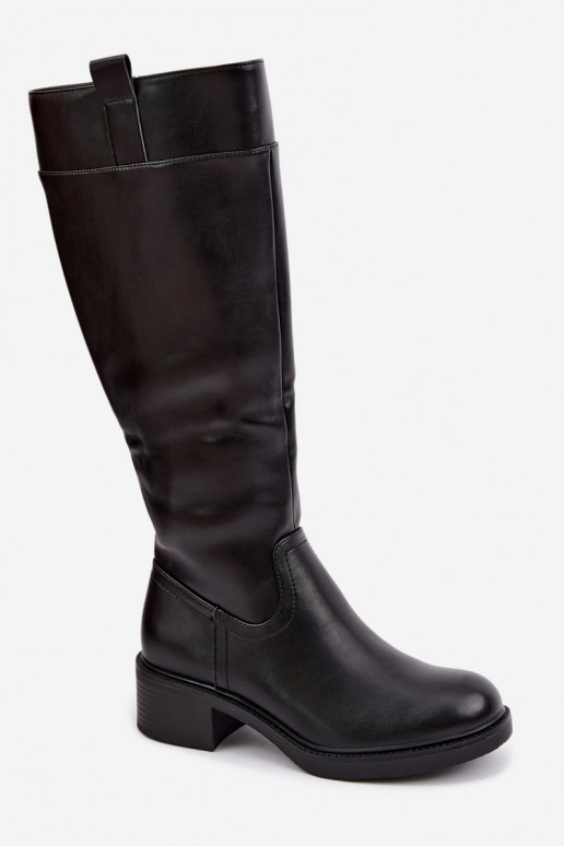 Bottes longues à petit talon Zazoo KZ-22 en couleur noire