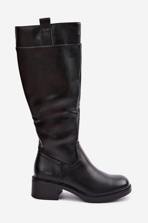 Bottes longues à petit talon Zazoo KZ-22 en couleur noire