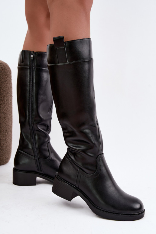 bottes Sur un talon bas réchauffer Sergio Leone KZ-22 couleur noire