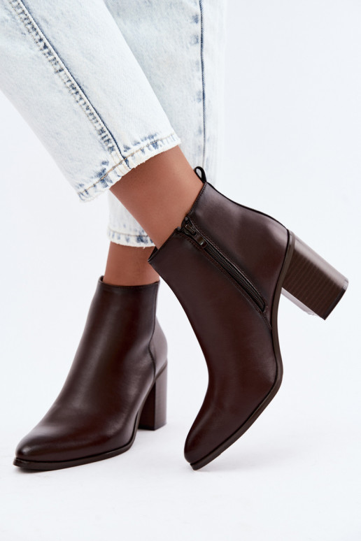 Bottines pour femmes chaudes avec isolation Sergio Leone BT-50-S en couleur chocolat