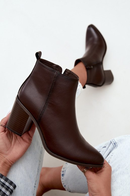 Bottines pour femmes chaudes avec isolation Sergio Leone BT-50-S en couleur chocolat