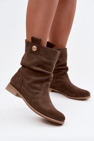Peau Chaussures en daim Féminin Avec des volants réchauffer Zazoo 4210 marron 2