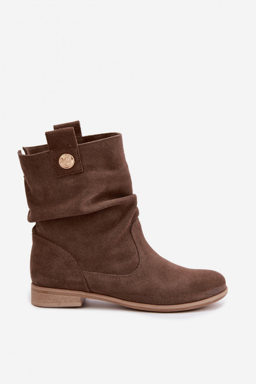 Chaussures pour femmes en faux daim avec volants Zazoo 4210 en couleur brune