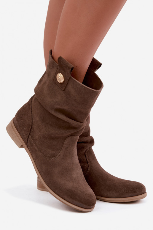 Chaussures pour femmes en faux daim avec volants Zazoo 4210 en couleur brune
