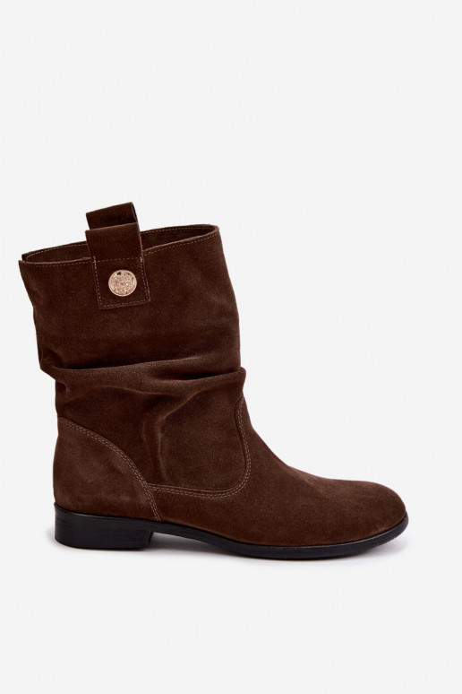 Chaussures pour femmes en faux daim avec volants Zazoo 4210 en couleur chocolat