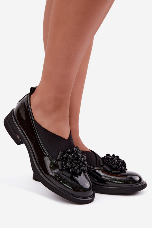 Peau chaussures Féminin avec des ornements T.Sokolski S2 J26-271 avec effet vernis couleur noire