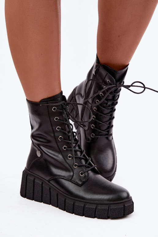 Bottines pour femmes chaudes à plateforme T.Sokolski AN Z26-160 en couleur noire