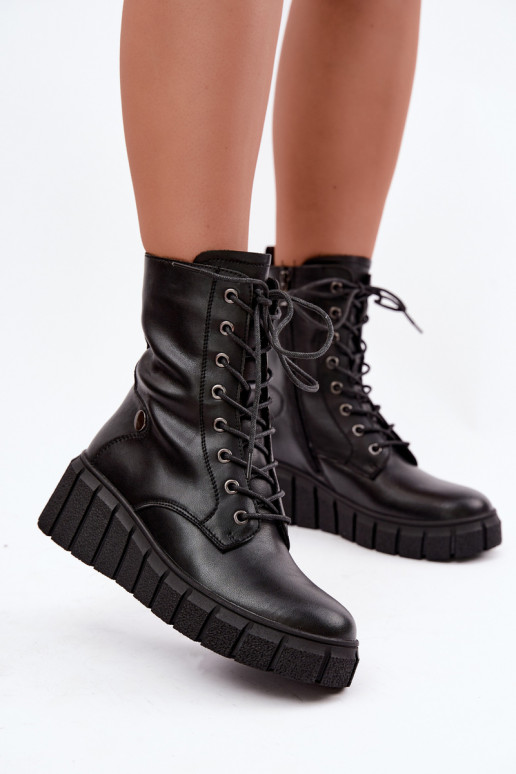 Peau Bottes avec une plateforme réchauffer T.Sokolski AN Z26-160 couleur noire