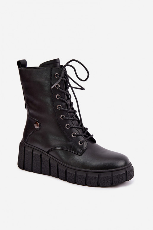 Peau Bottes avec une plateforme réchauffer T.Sokolski AN Z26-160 couleur noire