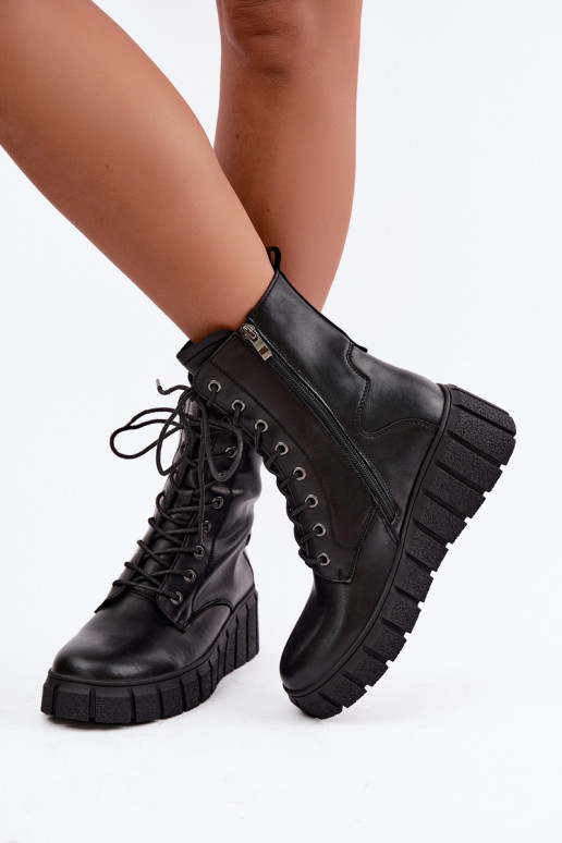Peau Bottes avec une plateforme réchauffer T.Sokolski AN Z26-160 couleur noire