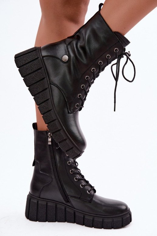 Bottines pour femmes chaudes à plateforme T.Sokolski AN Z26-160 en couleur noire