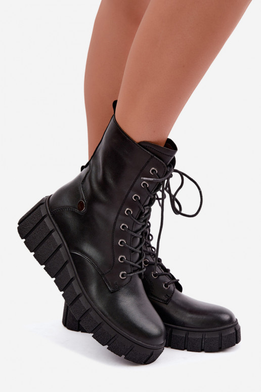 Peau Bottes avec une plateforme réchauffer T.Sokolski AN Z26-160 couleur noire