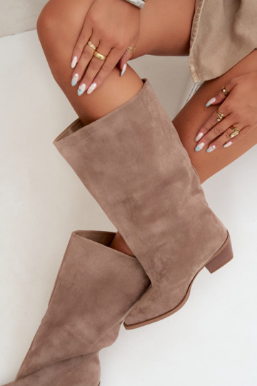 Bottines couleur sable à talons en daim synthétique Casella