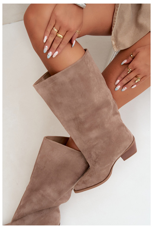 Bottines couleur sable à talons en daim synthétique Casella