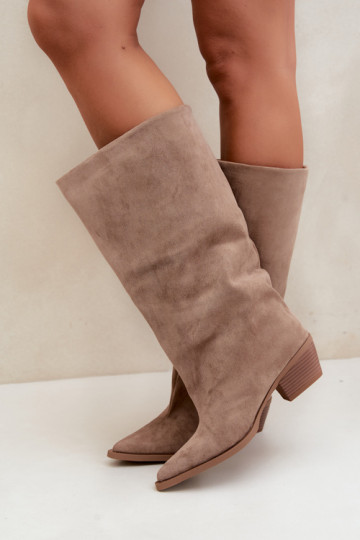 Bottines couleur sable à talons en daim synthétique Casella 2
