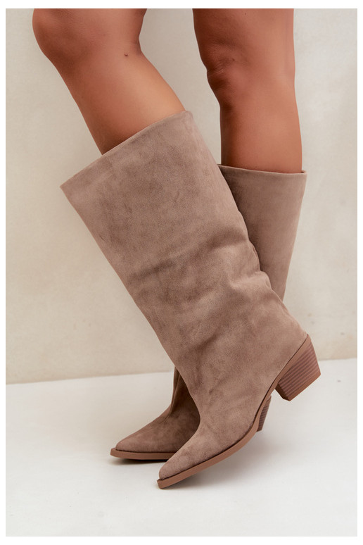Bottines couleur sable à talons en daim synthétique Casella